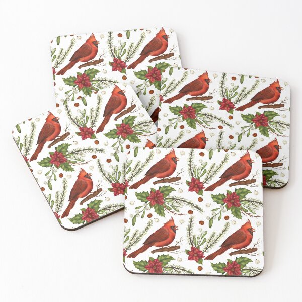 Item preview, Christmas Red Cardinal Red Flowers Green Leaves designed and sold by Jaydee001.