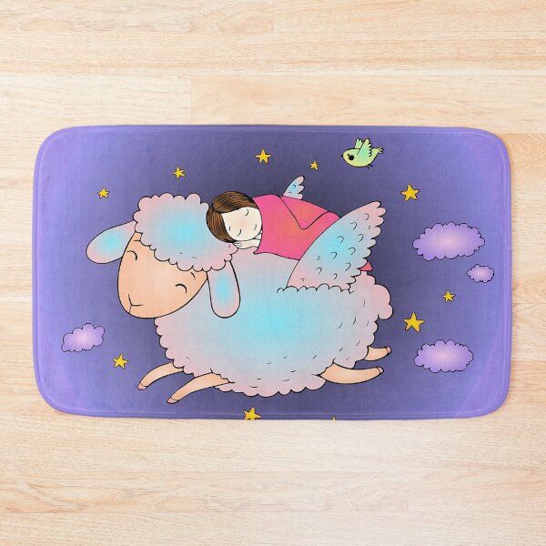 Item preview, No sheep in my circle (blue), girl sleeping on a winged unicorn sheep fairy designed and sold by NyengRepublic.