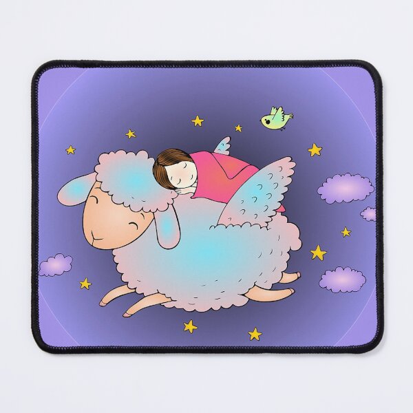 Item preview, No sheep in my circle (blue), girl sleeping on a winged unicorn sheep fairy designed and sold by NyengRepublic.
