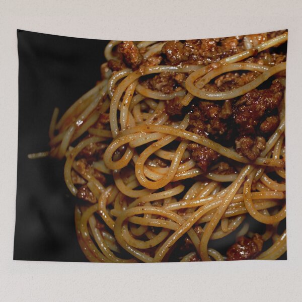 Item preview, Italian spaghetti bolognese on a black background designed and sold by Michaelerch.