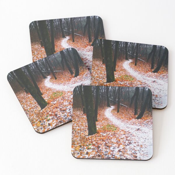 Item preview, Path covered with snow and leading through a forest, natural background  designed and sold by helenkaiy.