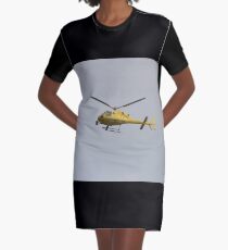 Yellow Helicopter Graphic T-Shirt Dress