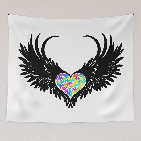 Item preview, Autism Puzzled Heart Angel Wings #1 designed and sold by Hypnotees.