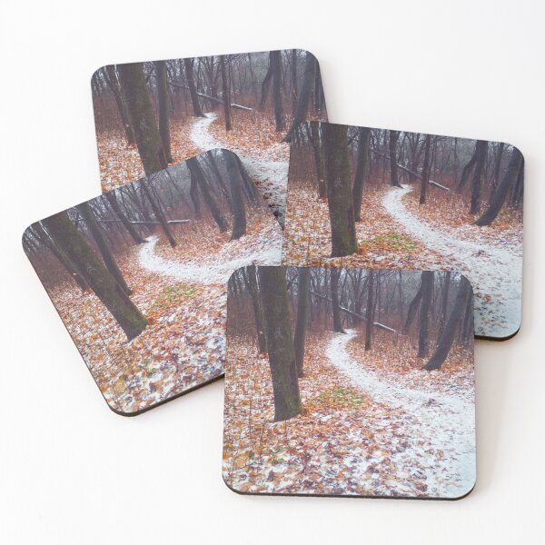 Item preview, Path covered with snow and leading through a forest, natural background  designed and sold by helenkaiy.