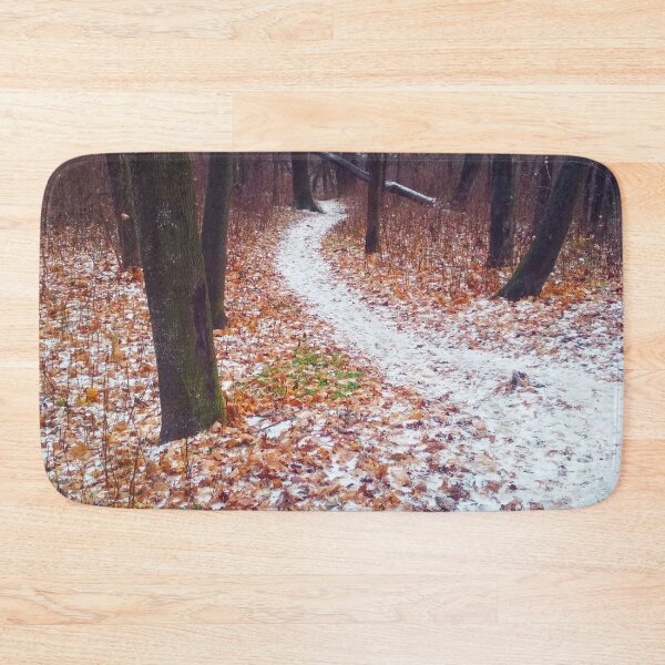 Item preview, Path covered with snow and leading through a forest, natural background  designed and sold by helenkaiy.
