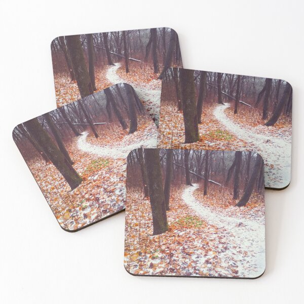 Item preview, Path covered with snow and leading through a forest, natural background  designed and sold by helenkaiy.