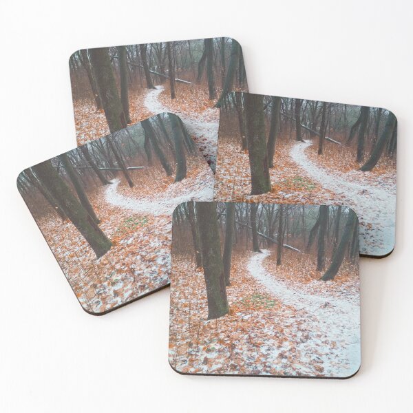 Item preview, Path covered with snow and leading through a forest, natural background  designed and sold by helenkaiy.