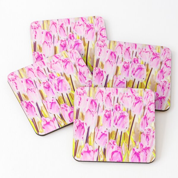 Item preview, Blooming Pink Tulips on Golden Background designed and sold by IraNiva.