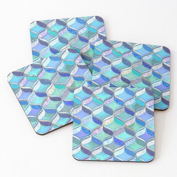 Item preview, Patchwork Ribbon Ogee Pattern in Blues & Greens designed and sold by micklyn.