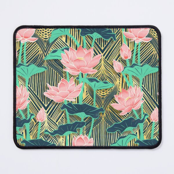 Item preview, Art Deco Lotus Flowers in Peach & Emerald designed and sold by micklyn.