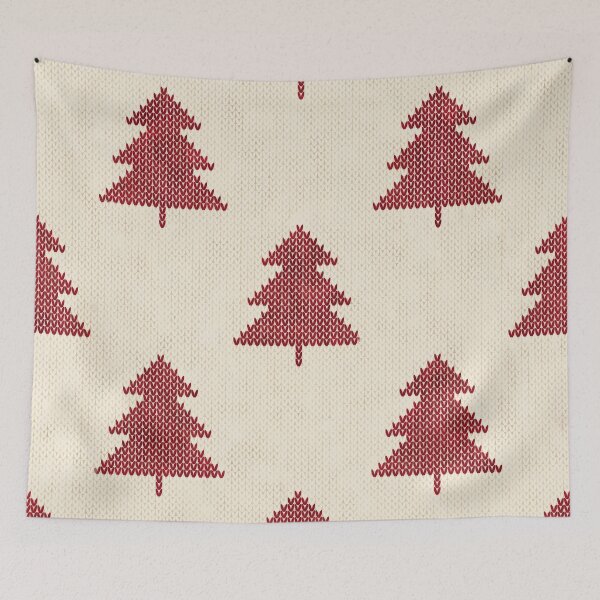Item preview, Cozy Boho Nordic Knitted Christmas Tree Pattern Neutral and Red designed and sold by Octavia Soldani.