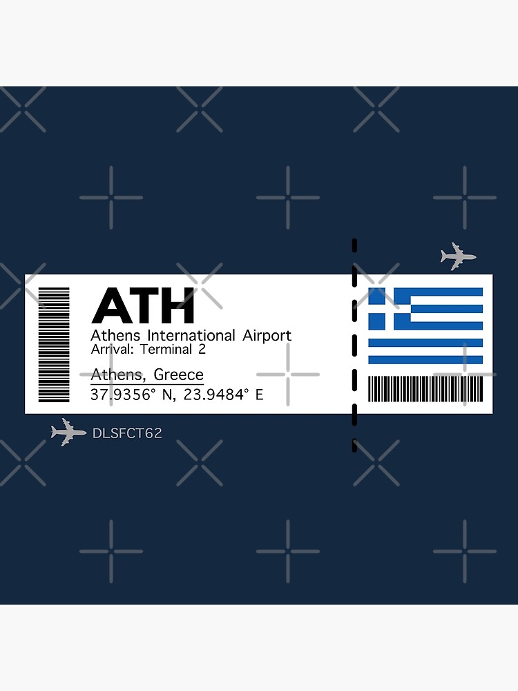 Athens Boarding Pass Airplane Plane Ticket Travel Greece Water Bottle