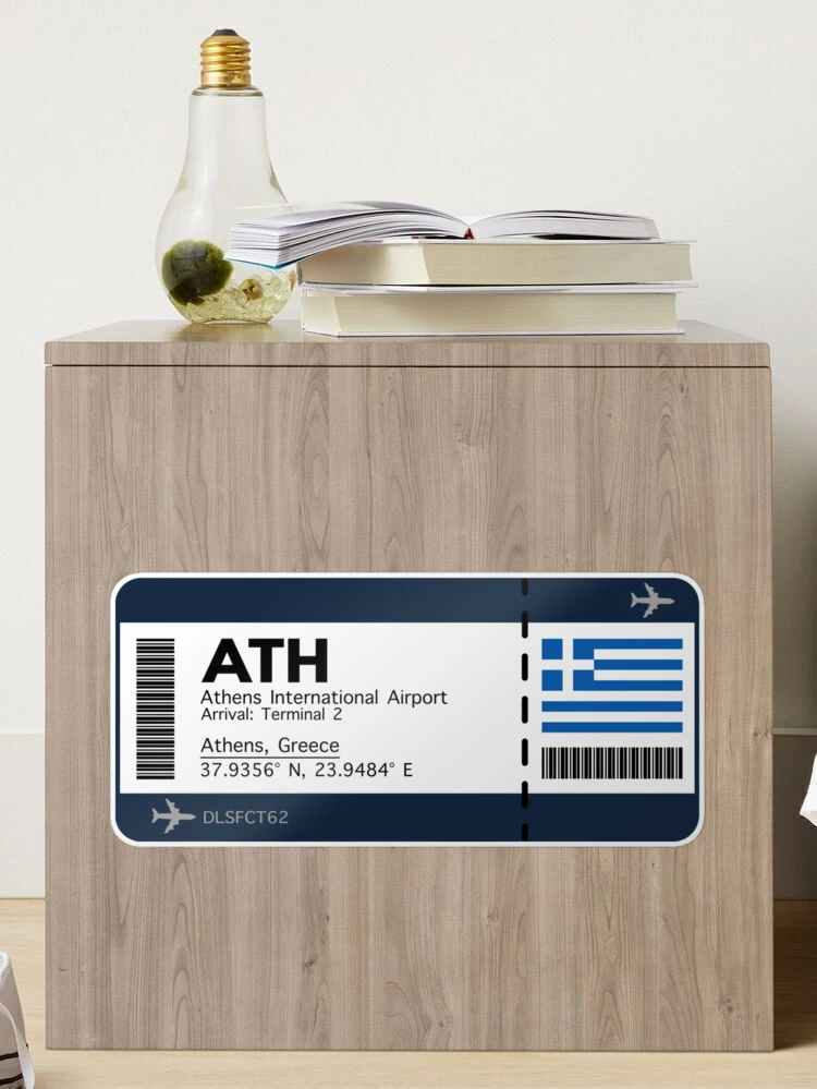 Athens Boarding Pass Airplane Plane Ticket Travel Greece Water Bottle