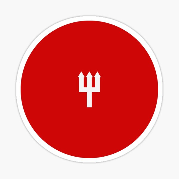 United Trident Design Red and White - Circular Sticker Sticker