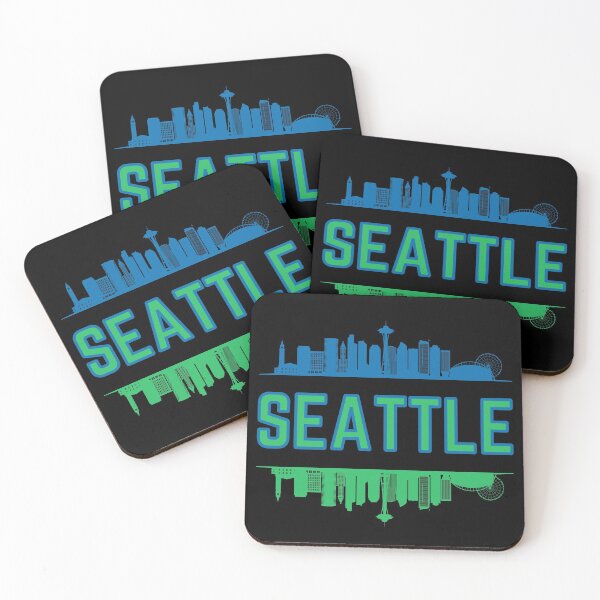 Item preview, Blue and Green Seattle Skyline Design designed and sold by Constant Readers.