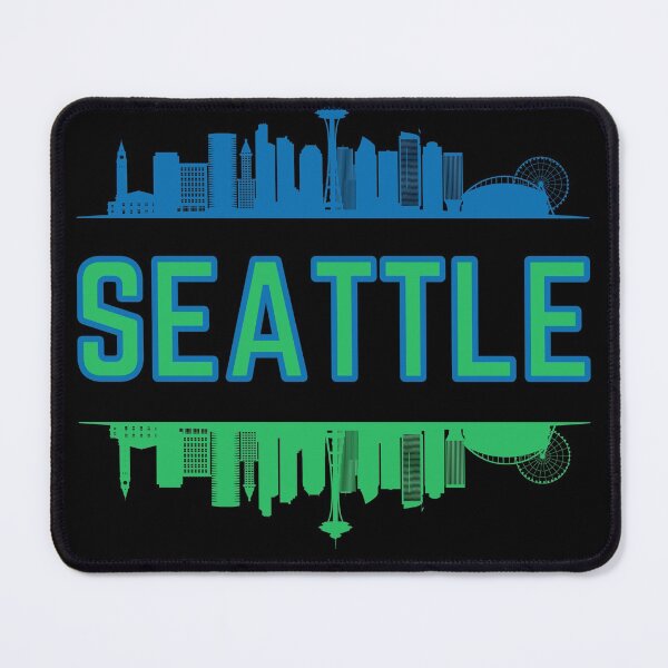 Item preview, Blue and Green Seattle Skyline Design designed and sold by Constant Readers.