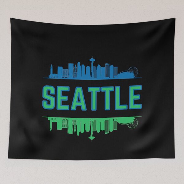 Item preview, Blue and Green Seattle Skyline Design designed and sold by Constant Readers.