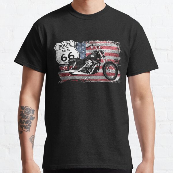 Lucky 7 Route 66 American Classic Harley twin mototrcycle black t-shirt FN9426 Lucky 7 Route 66 American Classic Harley twin mototrcycle black t-shirt FN9426