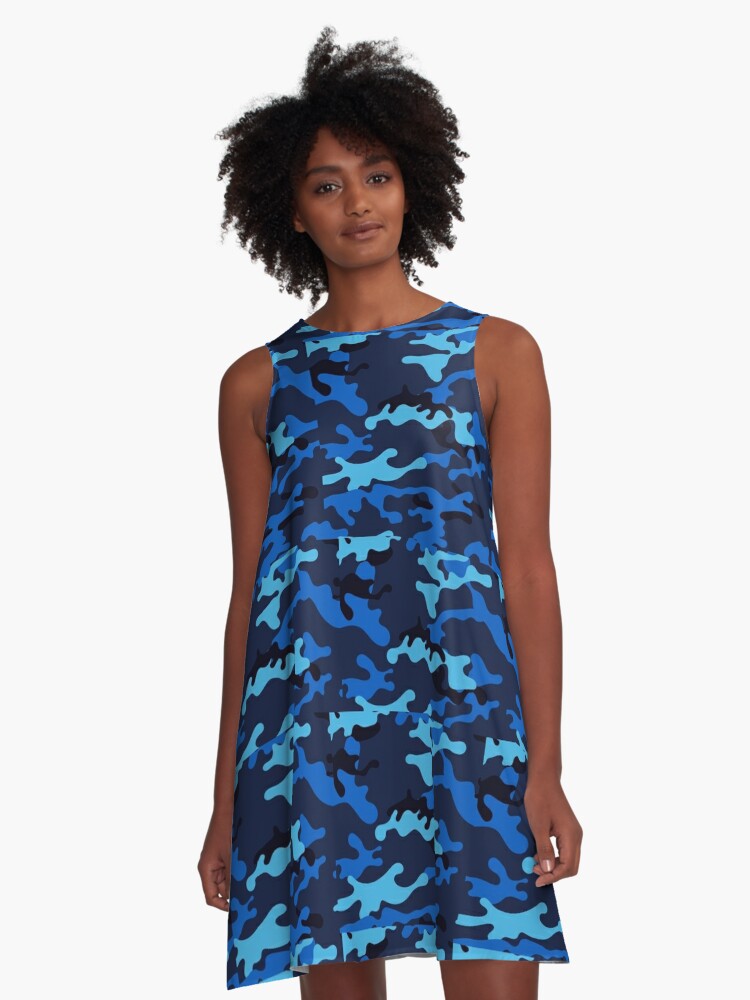 blue camouflage dress