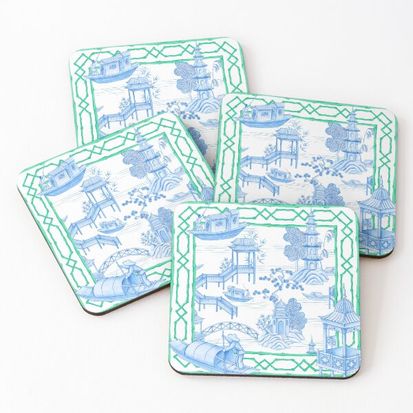 Item preview, Blue willow Chinoiserie scene designed and sold by Yunihadi.
