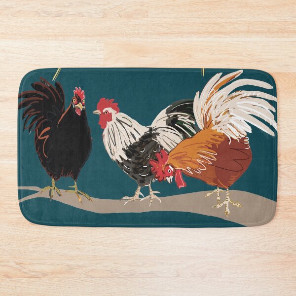 Item preview, Rooster pattern Dark Teal designed and sold by EskTuulispaa.