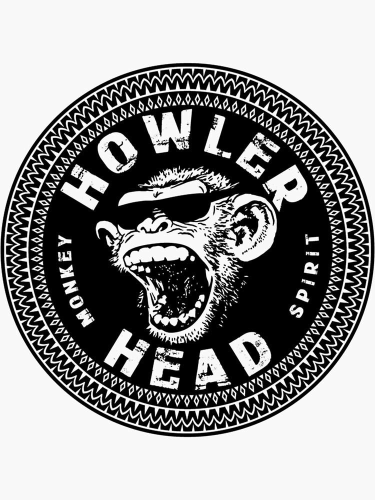 "Howler Head Screaming Chimp Hard Liquor Label Design Classic" Sticker