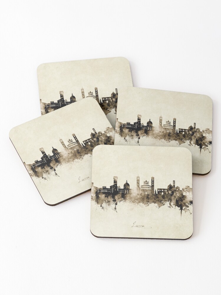 Thumbnail 1 of 5, Coasters (Set of 4), Lucca Italy Skyline designed and sold by Michael Tompsett.