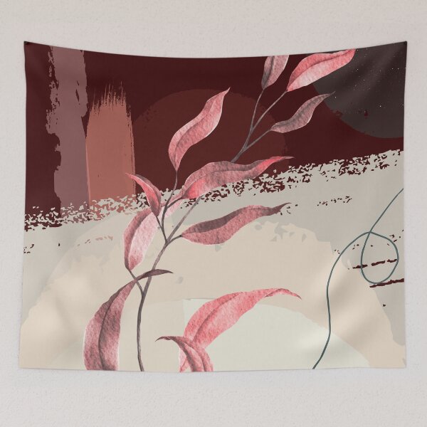 Artikelvorschau, Abstrakte tropische Natur minimalistischer Eukalyptus-Zweig-Zweig Aquarell Boho minimalistische Geometrie Kunst warme erdige Töne Pastellfarben feste weiche Steigungsformen kastanienbraune Sonne IV entworfen und verkauft von AbstractTrace.