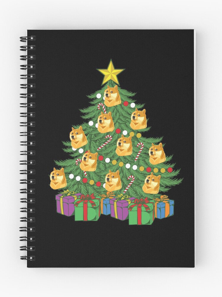 Thumbnail 1 von 3, Notizbuch, Dogecoin Christmas Tree Crypto Doge Ornaments Dogecoin Gear designt und verkauft von DynamicDesign.