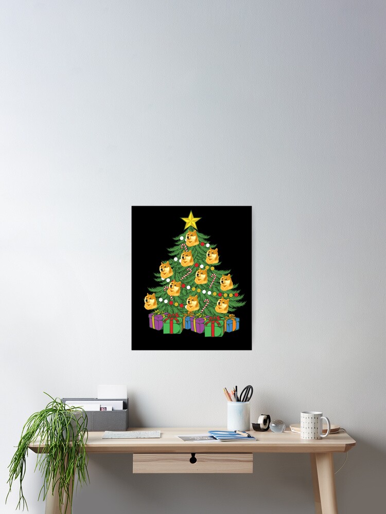 Thumbnail 2 von 3, Poster, Dogecoin Christmas Tree Crypto Doge Ornaments Dogecoin Gear designt und verkauft von DynamicDesign.