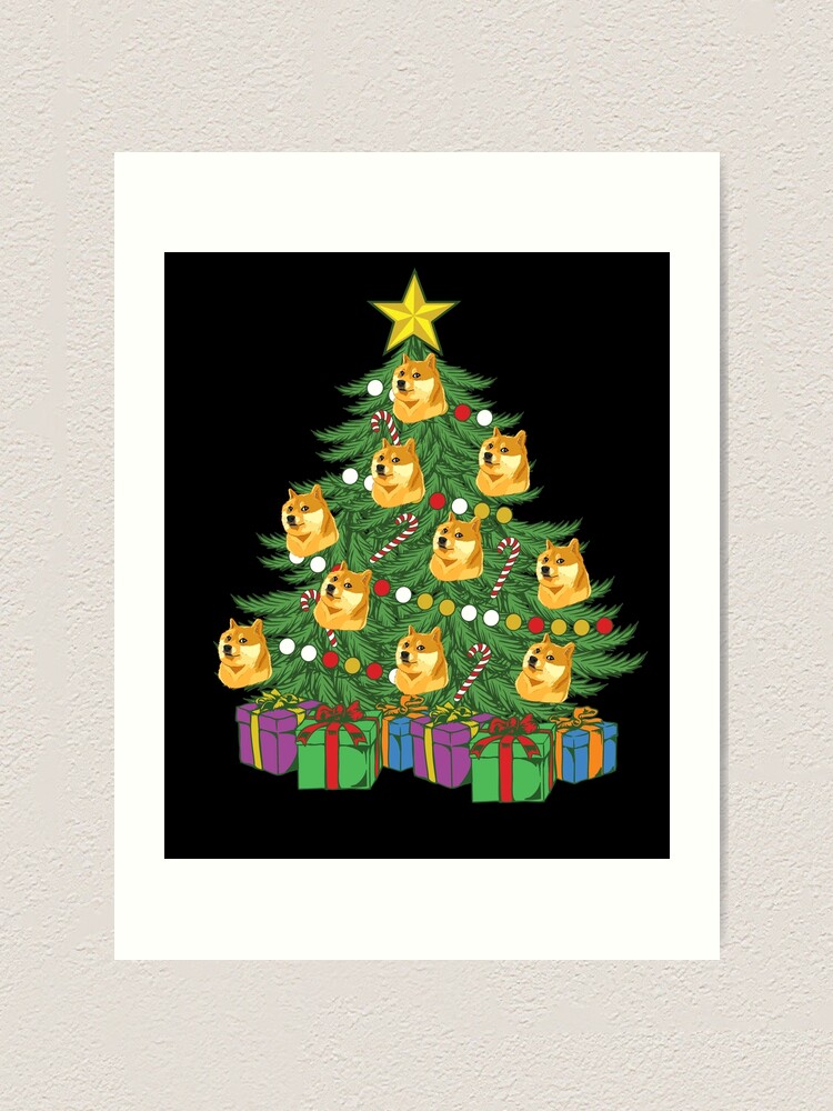 Thumbnail 1 von 3, Kunstdruck, Dogecoin Christmas Tree Crypto Doge Ornaments Dogecoin Gear designt und verkauft von DynamicDesign.