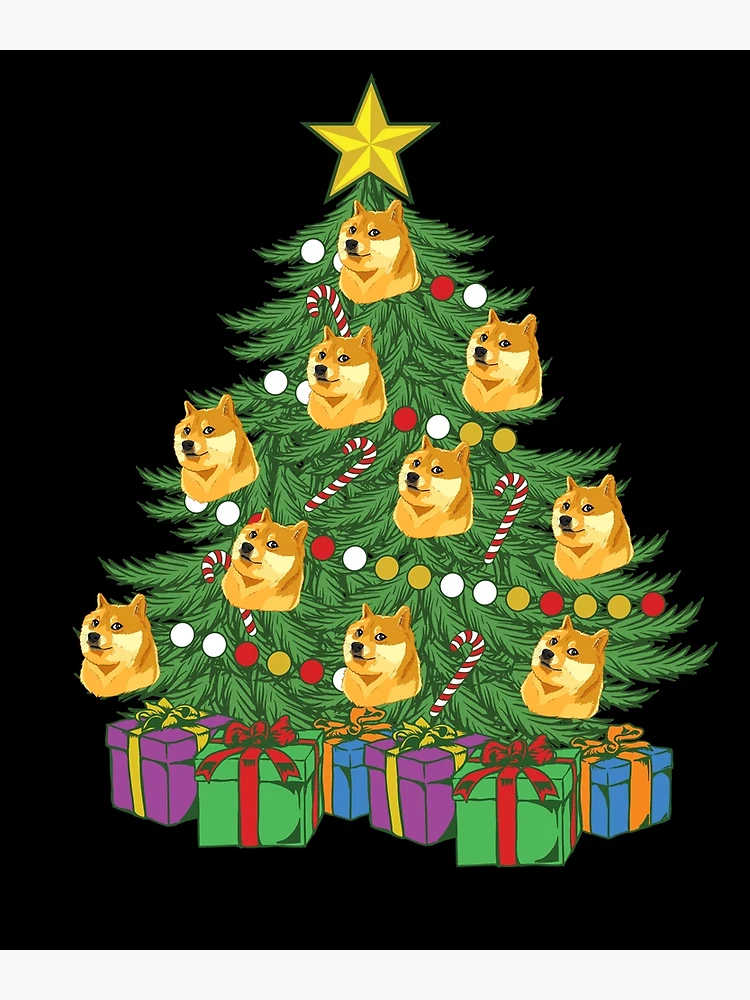 Imagen 3 de 3, Lienzo con la obra Dogecoin Christmas Tree Crypto Doge Ornaments Dogecoin Gear, diseñada y vendida por DynamicDesign.