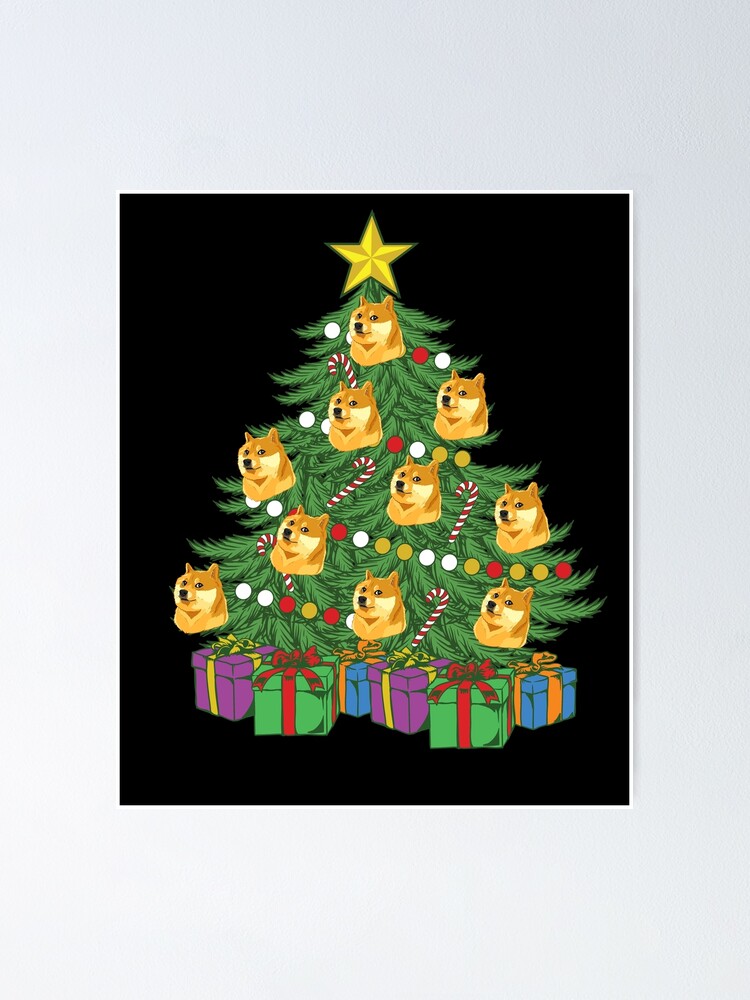 Thumbnail 1 von 3, Poster, Dogecoin Christmas Tree Crypto Doge Ornaments Dogecoin Gear designt und verkauft von DynamicDesign.