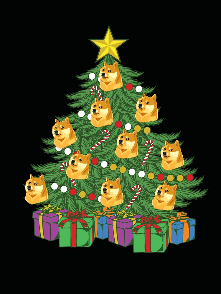 Imagen 4 de 4, Camiseta relajada con la obra Dogecoin Christmas Tree Crypto Doge Ornaments Dogecoin Gear, diseñada y vendida por DynamicDesign.