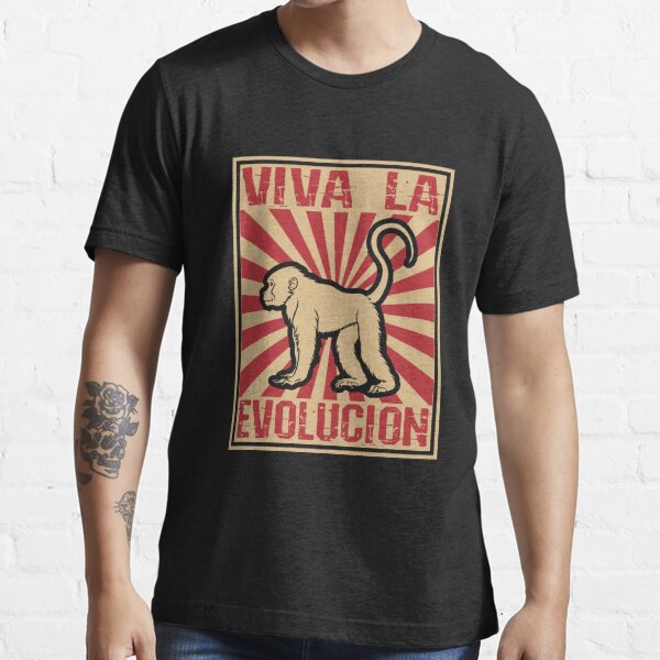 Funny Vintage Viva La Evolucion retro color woodblock design