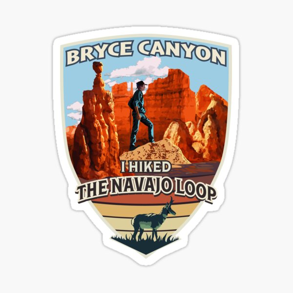 Vista previa del artículo con la obra «Parque Nacional Bryce Canyon - Caminé por el sendero Navajo Loop con excursionista y antílope berrendo», diseñado y vendido por SunNoonPark.