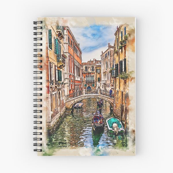 Aperçu de l'œuvre Canal de Venise coloré avec maisons, pont et gondole dans l'eau. Italie. créée et vendue par Newlander90.