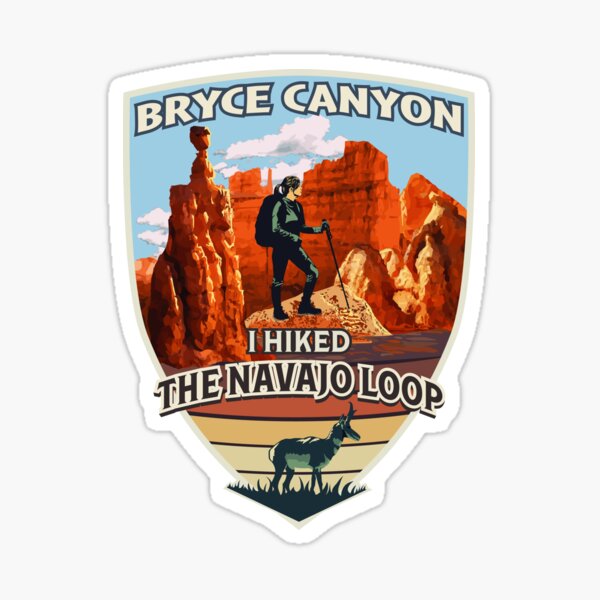 Vista previa del artículo con la obra «Parque Nacional Bryce Canyon - Caminé por el sendero Navajo Loop con una excursionista y un antílope de berrendo», diseñado y vendido por SunNoonPark.