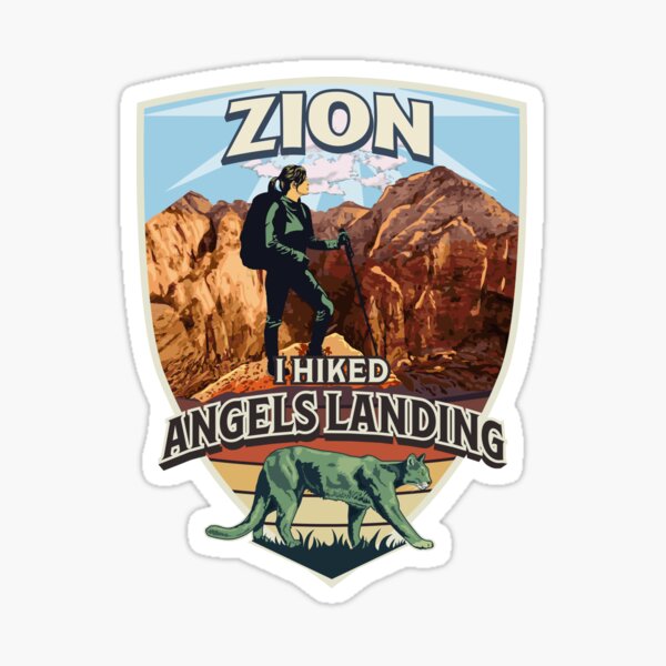 Vista previa del artículo con la obra «Parque Nacional Zion - Caminé por el diseño retro vintage de Angels Landing para mujeres», diseñado y vendido por SunNoonPark.