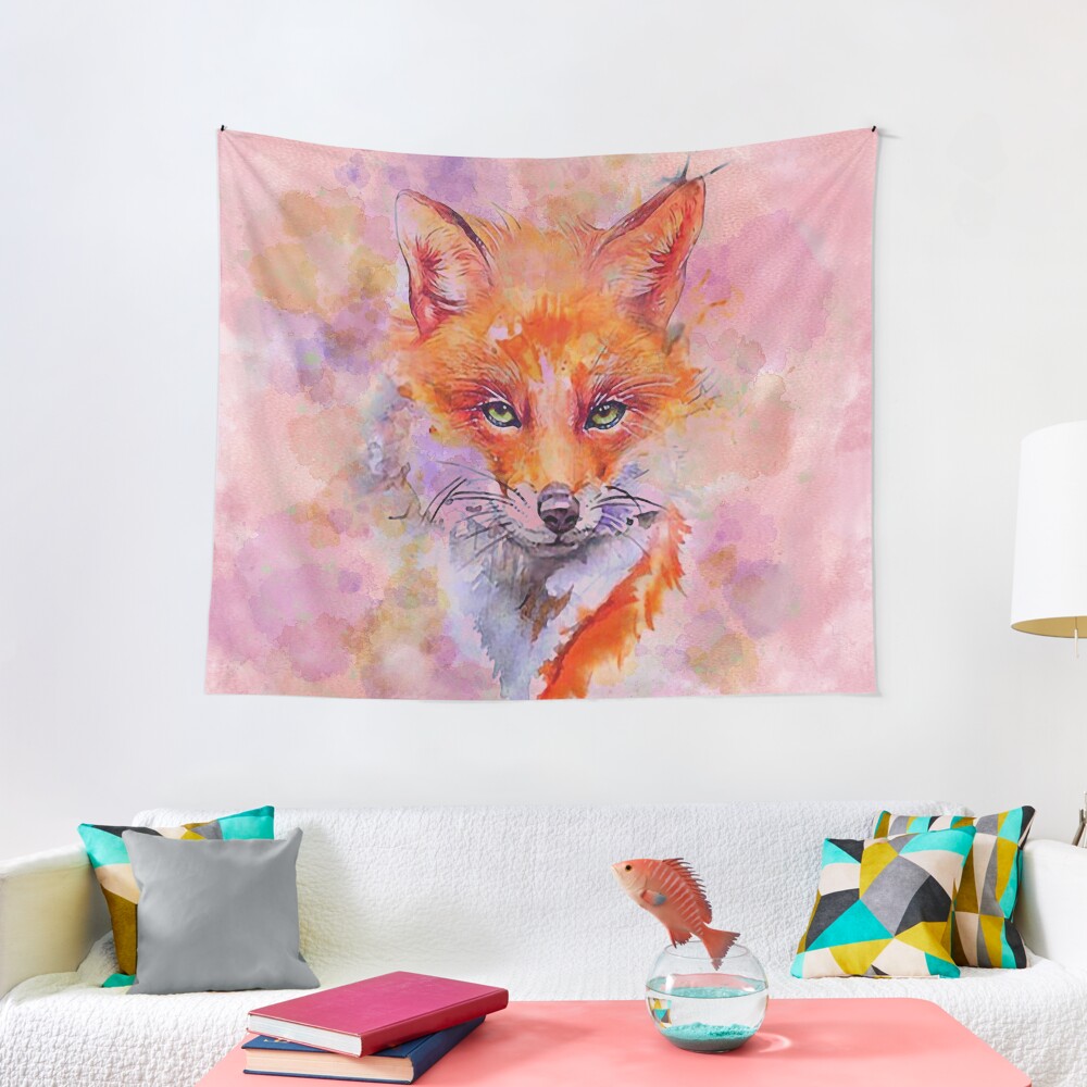 "Watercolor colorful Fox" Tapestry for Sale by CatyArte Redbubble