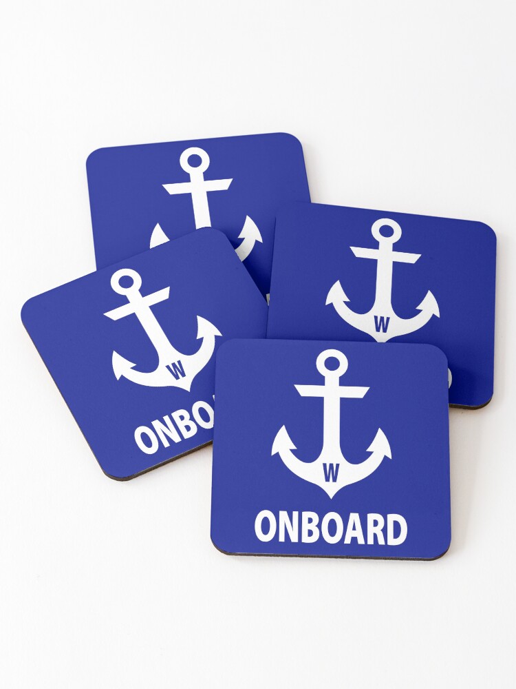 Thumbnail 1 of 5, Coasters (Set of 4), (W) Anchor Onboard designed and sold by NBHannah.