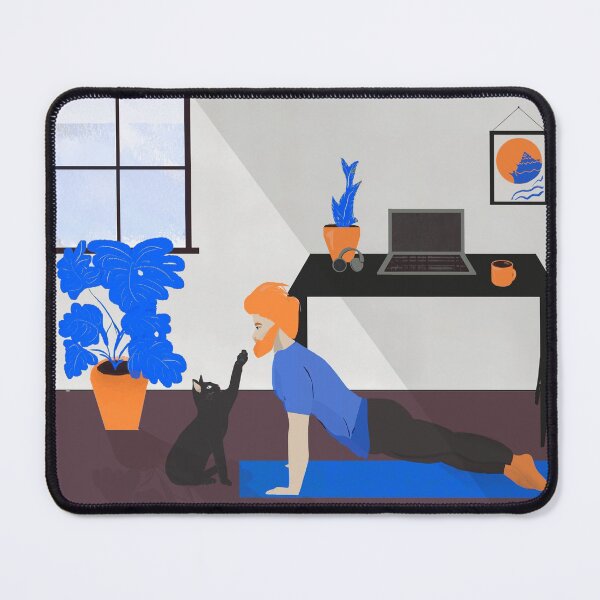 Item preview, Black cat is workout buddy during stay-at-home daily life. designed and sold by Ada Yereskovska.