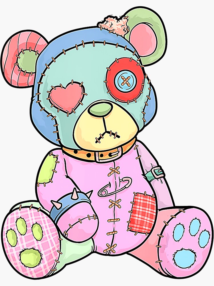 "Pastel Goth Teddy Bear Japanese Anime Kawaii Menhera _1 " Sticker for