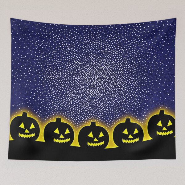 Item preview, Happy pumpkins under the night sky designed and sold by NoahDea.