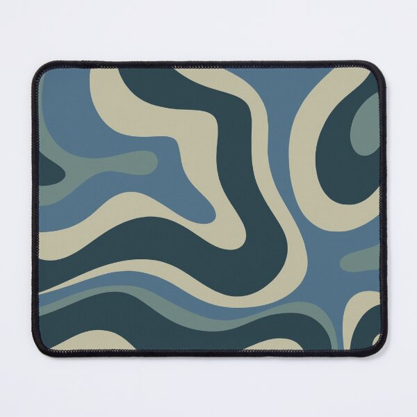 Item preview, Modern Retro Liquid Swirl Abstract Pattern Square in Vintage Blue and Beige designed and sold by kierkegaard.