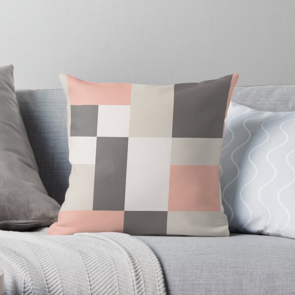 Geometric Pattern Pink, White ,Gray Throw Pillow