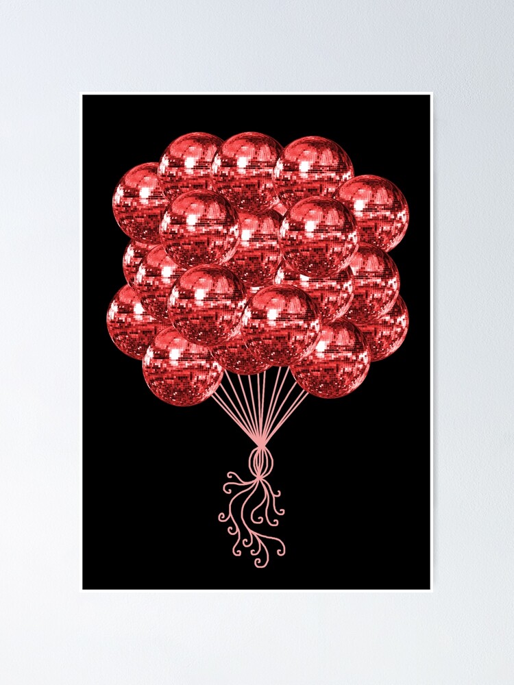 Seventies Music Red Disco Ball Balloons Poster for Sale by Deborah Camp