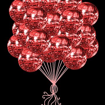 Seventies Music Red Disco Ball Balloons Poster for Sale by Deborah Camp