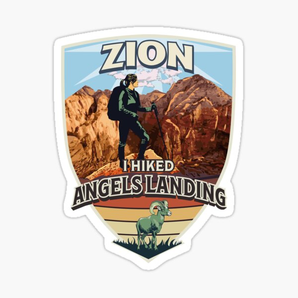 Vista previa del artículo con la obra «Parque Nacional Zion - Caminé Angel Landing con diseño retro vintage de borrego cimarrón para mujeres», diseñado y vendido por SunNoonPark.