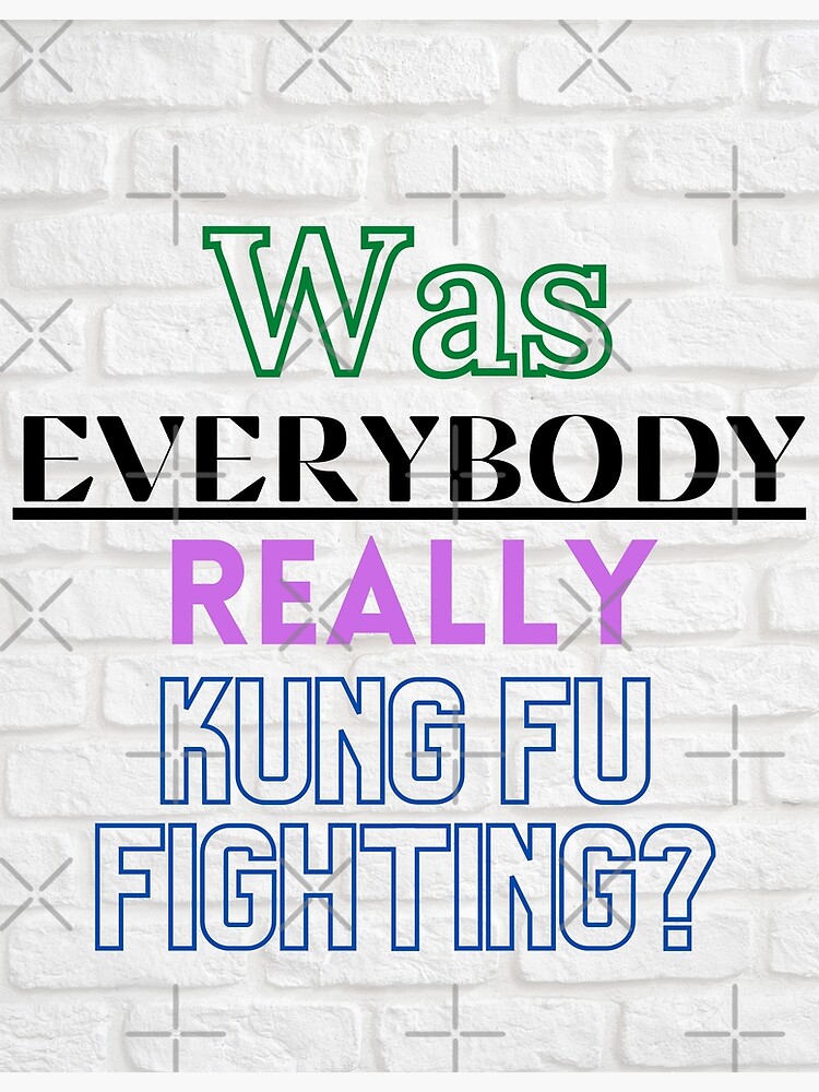 "Everybody was kung fu fighting!" Poster for Sale by Singinglover